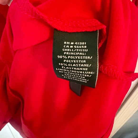 Lauren Ralph Lauren Fit & Flare Dress Red Long Sleeve Ruched Sleeve Size 4 - Picture 4 of 8